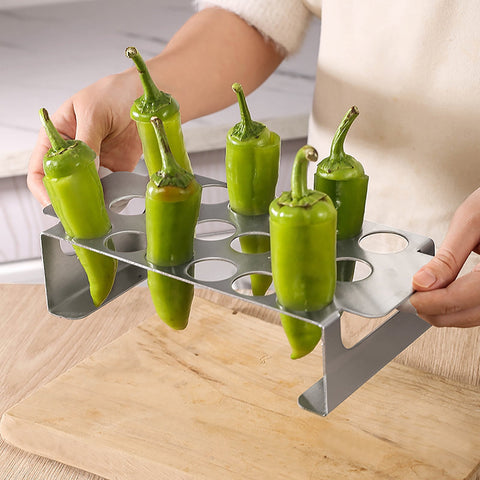 Tyidzon 18 Hole Jalapeno Popper Holder for Grill, Grilling Accessories with Handle, Stainless Steel Barbecue Chili Pepper Grill Rack, BBQ Accessories silver