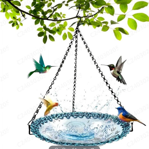 PALIFEUR Bird Feeders for Outdoors Hanging Bird Feeder Wild Birds Feeder, Birdfeeders Outside Hanging, Wild Small Large Bowl Feeders for Garden (Diameter 15.7", Hight 1.97") Purple