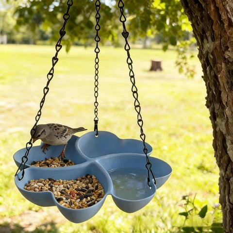 PALIFEUR Bird Feeders for Outdoors Hanging Bird Feeder Wild Birds Feeder, Birdfeeders Outside Hanging, Wild Small Large Bowl Feeders for Garden (Diameter 15.7", Hight 1.97") Q_Blue
