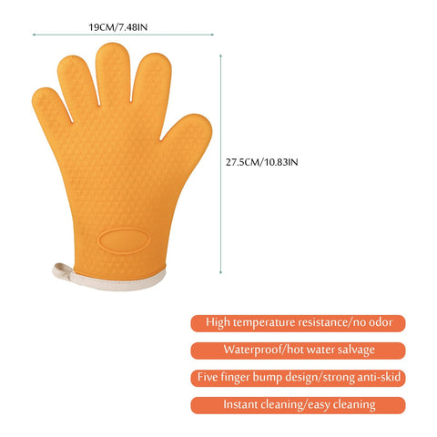 JWDX Silicone Smoker Oven Gloves -Extreme Heat Resistant Bbq Gloves -Handle Hot Food Right on Your Grill Fryer Pit|Waterproof Oven Mitts Z3-Yellow