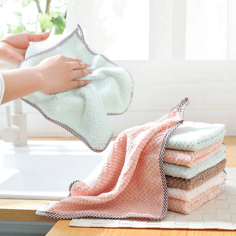 JWDX Wipes Clearance, 5Pcs Rag Dish Cloth Water Absorption Thickening Pot Washing Towel Table Home Kitchen Dishcloth B