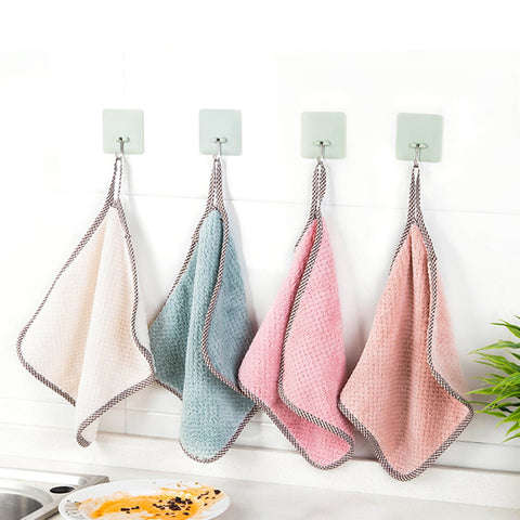 JWDX Wipes Clearance, 5Pcs Rag Dish Cloth Water Absorption Thickening Pot Washing Towel Table Home Kitchen Dishcloth Beige