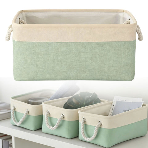 LGCASL Fabric Storage Box, Fabric Storage Box, Storage Basket with Handles and for Clothes Shelves Closet Wardrobe Home Wear and Reinforced, Light Gray S(12.2×5.1×8.2Inch) M(14.1×6.2×10.2inch) Light Green