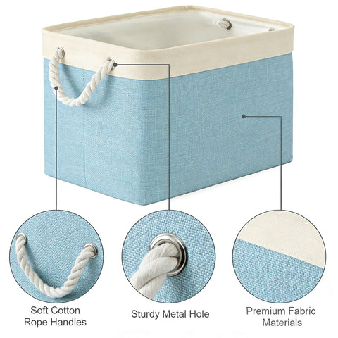 LGCASL Fabric Storage Box, Fabric Storage Box, Storage Basket with Handles and for Clothes Shelves Closet Wardrobe Home Wear and Reinforced, Light Gray S(12.2×5.1×8.2Inch) M(14.1×6.2×10.2inch) Light Green