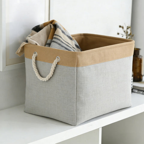 LGCASL Fabric Storage Box, Fabric Storage Box, Storage Basket with Handles and for Clothes Shelves Closet Wardrobe Home Wear and Reinforced, Light Gray S(12.2×5.1×8.2Inch) S(12.2×5.1×8.2inch) Light gray