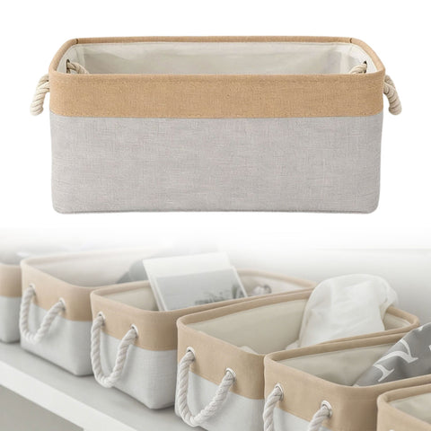 LGCASL Fabric Storage Box, Fabric Storage Box, Storage Basket with Handles and for Clothes Shelves Closet Wardrobe Home Wear and Reinforced, Light Gray S(12.2×5.1×8.2Inch) L(16.4×7.8×12.5inch) Light gray
