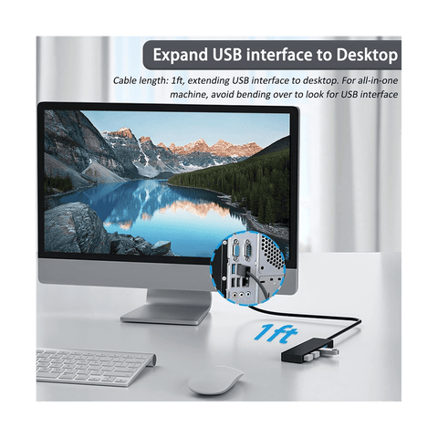 Ckepdyeh 4-Port USB 3.0 Splitter Hub, Plastic Black