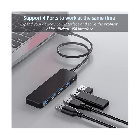 Ckepdyeh 4-Port USB 3.0 Splitter Hub, Plastic Black