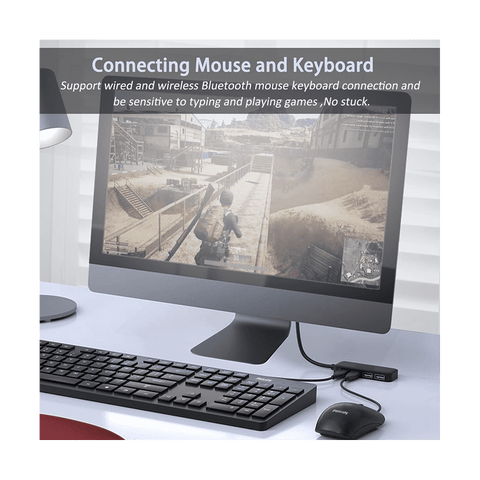 Ckepdyeh 4-Port USB 3.0 Splitter Hub, Plastic Black