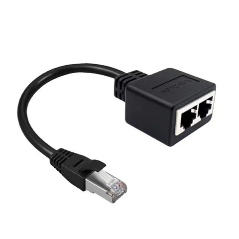 RJ45 Splitter Adapter Connector 1 to 2 Female Ports for CAT 5/CAT 6/CAT 7 LAN Ethernet Cables