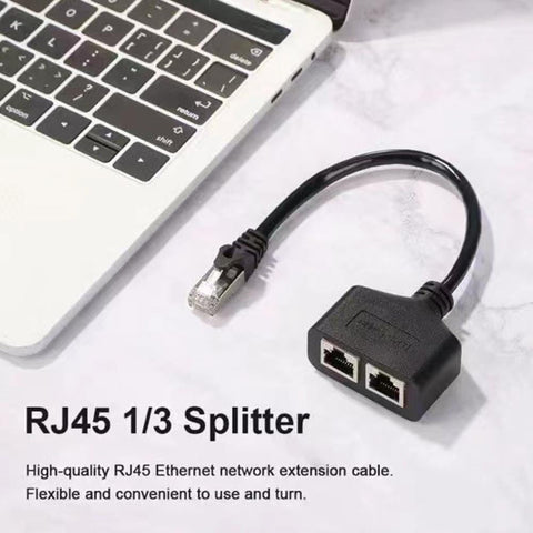 RJ45 Splitter Adapter Connector 1 to 2 Female Ports for CAT 5/CAT 6/CAT 7 LAN Ethernet Cables