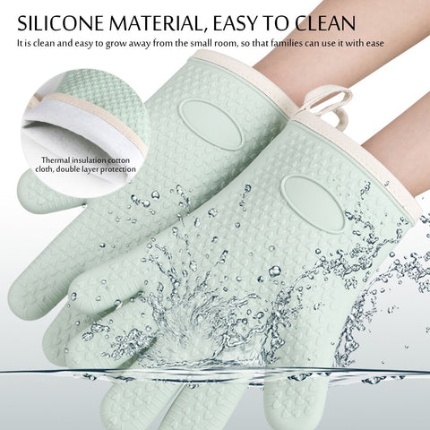 JWDX Silicone Smoker Oven Gloves -Extreme Heat Resistant Bbq Gloves -Handle Hot Food Right on Your Grill Fryer Pit|Waterproof Oven Mitts Z3-Mint Green