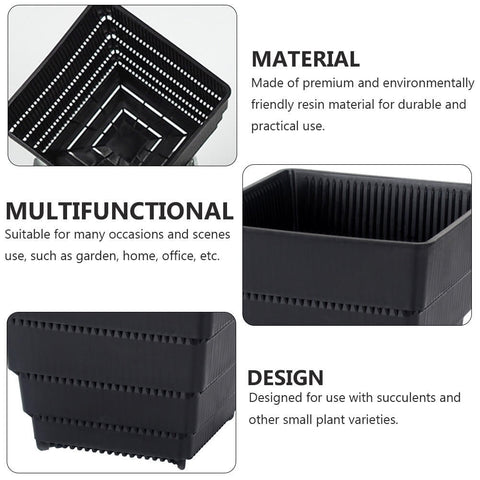 SWETRACE Planter Resin Black For Family 1Pc 4.7X4.4In 12X11.1CM Black