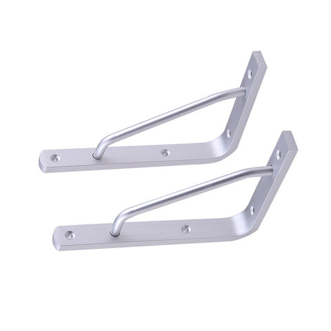 Worgeous 2 PCS Heavy Duty Shelf Brackets Thickened Silver Shelf Support Bracket Aluminium Alloy Practical Durable Support Frame for Home (10inch) 25X16CM Silver