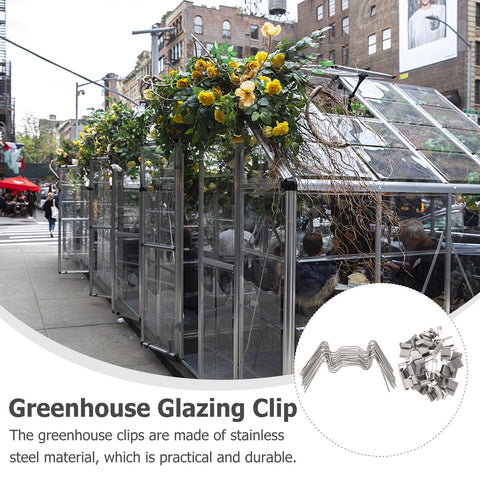 Ortofally 100pcs Greenhouse Glazing Z Overlap Clip Glazing Z Overlap Clip Glass Pane Clip 7.50X3.50X0.20CM Silver