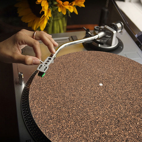 Ortofally 2Pcs Turntable Mat Cork Turntable Mat Cork Non-Slip Anti-Static Cork Mats Music Supply 29.70X29.70X0.10CM Brown