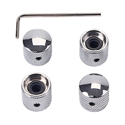 SWETRACE 4Pcs Metal Hexagon Knobs for Guitar Volume Control Silver 1.8 x 1.8 x 0.73in