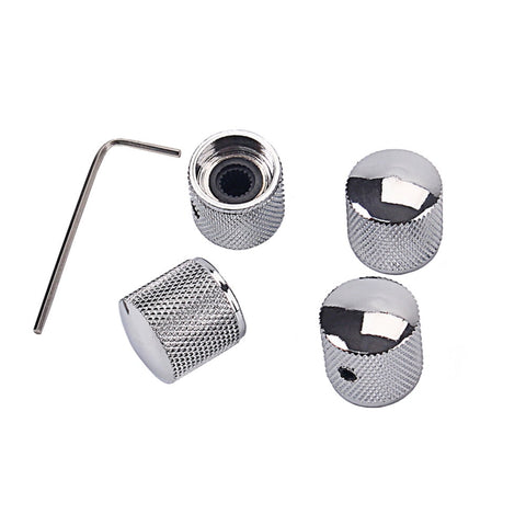 SWETRACE 4Pcs Metal Hexagon Knobs for Guitar Volume Control Silver 1.8 x 1.8 x 0.73in