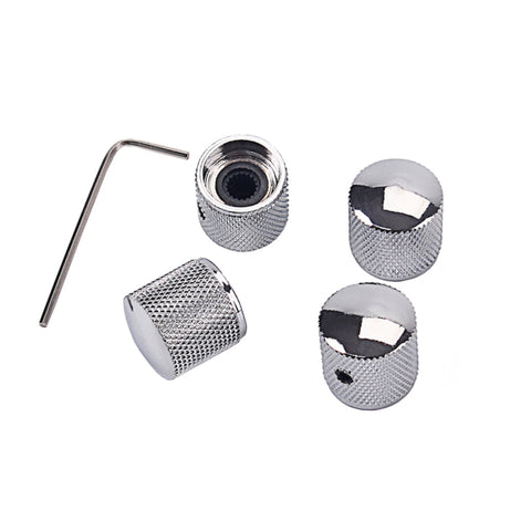 SWETRACE 4Pcs Metal Hexagon Knobs for Guitar Volume Control Silver 1.8 x 1.8 x 0.73in