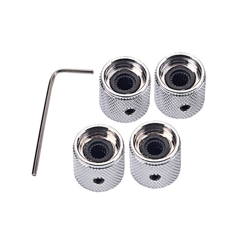 SWETRACE 4Pcs Metal Hexagon Knobs for Guitar Volume Control Silver 1.8 x 1.8 x 0.73in