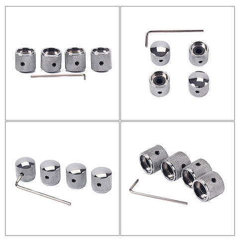 SWETRACE 4Pcs Metal Hexagon Knobs for Guitar Volume Control Silver 1.8 x 1.8 x 0.73in