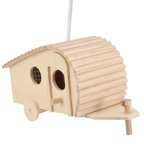 SWETRACE 1Pack Wooden Bird Feeder House Natural Wood Design for Garden Outdoor Birds