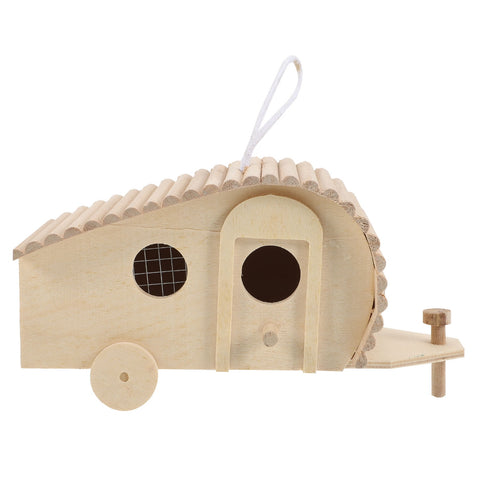SWETRACE 1Pack Wooden Bird Feeder House Natural Wood Design for Garden Outdoor Birds