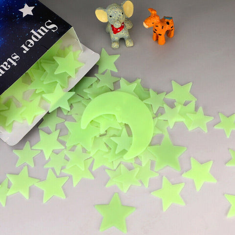 200 Pcs 3D Stars Glow In the Dark Luminous Fluorescent Wall Stickers Room Decors