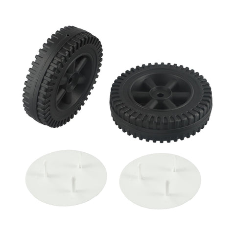 Lierteer 2Pcs/Set Grill Wheels Replacement Parts 170/177mm 7 Inch BBQ Grill Wheel Barbecue Grills Kitchen Garden Plastic Black black+white wheel cover