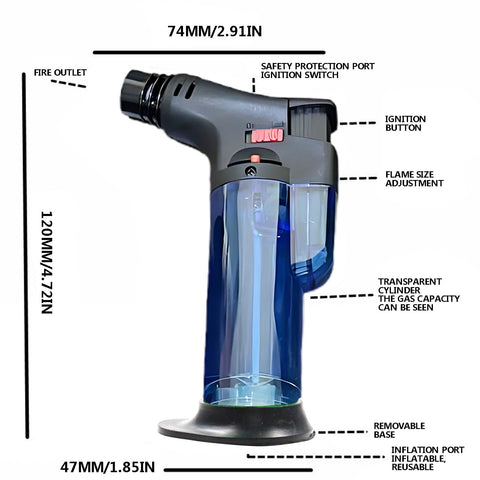 Torch Lighters, Butane Refillable Jet Flame Torch Lighter, Windproof, Safe, Vuyungers Multi Utility Lighter for Candles, Fireplaces, Campfires, Grill (Without Butane) Blue