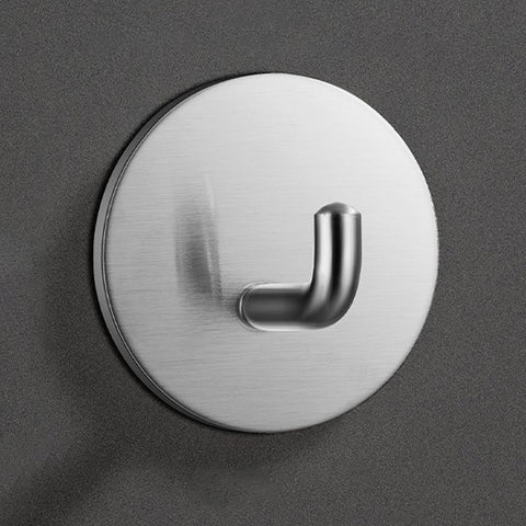 Adhesive Hooks Heavy Duty Waterproof in Shower Hooks for Hanging Loofah, Towels Clothes for Bathroom Removable Stainless Steel Brush Nickel Adhesive Wall Hooks 4 Pcs (Sliver) 1.8x1.8 1.8" x 1.8" White