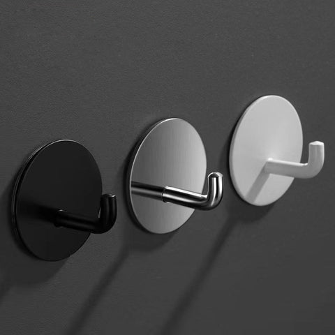 Adhesive Hooks Heavy Duty Waterproof in Shower Hooks for Hanging Loofah, Towels Clothes for Bathroom Removable Stainless Steel Brush Nickel Adhesive Wall Hooks 4 Pcs (Sliver) 1.8x1.8 1.8" x 1.8" White