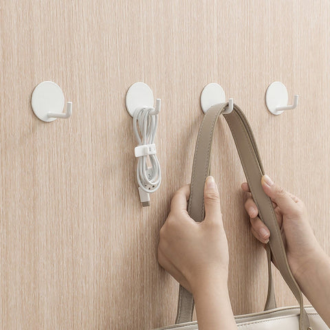 Adhesive Hooks Heavy Duty Waterproof in Shower Hooks for Hanging Loofah, Towels Clothes for Bathroom Removable Stainless Steel Brush Nickel Adhesive Wall Hooks 4 Pcs (Sliver) 1.8x1.8 1.8" x 1.8" White