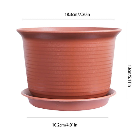 6 Inch Planter Nursery Pots, Plastic Planters Pots for Plants Flower Transplanting with Drainage Holes and Saucers, Beige, 6.06x4.25 8.34" x 5.11" Grey