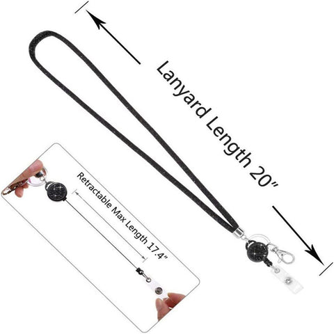 Retractable ID Badge Holder with Bling Neck Strap Lanyard, Heavy Duty Bling Badge Reel with Clear Card Holder for Office Worker Teacher Doctor (Sky Blue/1 Pcs) 3.54x2.64 3.54" x 2.64" Pink