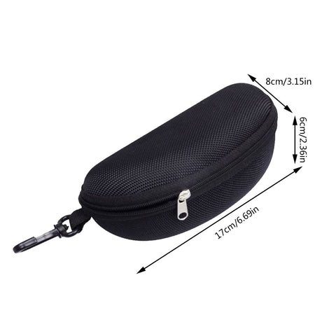 1 Pack Sunglasses Case,Glasses Case with Carabiner Travel Zipper,Hard EVA Shell Shockproof Sport Glasses Case,Portable Zipper Protect Case with Clip,Fit for All Glasses, Safety Goggles(Hot Pink) Black