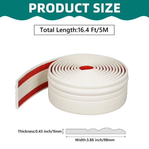 Flexible Wall Base Moulding Trim, Peel and Stick Rubber Baseboard Molding, 3.86 Inch x 16.4 Feet Self-Adhesive Vinyl Wall Base Cove Base (Creamy White) 3.86 Inch x 16.4 Feet White