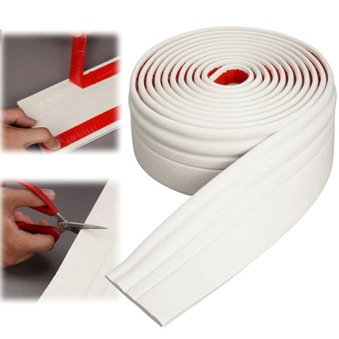 Flexible Wall Base Moulding Trim, Peel and Stick Rubber Baseboard Molding, 3.86 Inch x 16.4 Feet Self-Adhesive Vinyl Wall Base Cove Base (Creamy White) 3.86 Inch x 16.4 Feet White