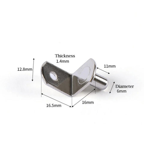 Shelf Pins, L-Shaped Metal Support Pegs, Bracket-Style Clips for Bookshelf Kitchen Cabinet Cupboard Shelves Holders, Shelf Pegs with Hole for Cabinet Closet, 1 Pcs, 1.08x0.50x0.63 1.08" x 0.50" x 0.63" Silver