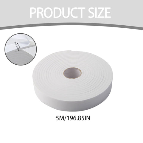 Strong Adhesive Foam Weather Stripping, High Density Weatherproof Weather Stripping Door Seal Strip for Sliding Door, Window, Noise-Reduction Foam Sealing Strip, 1 Roll 1.18 In x 16.4 Ft White*1 Roll