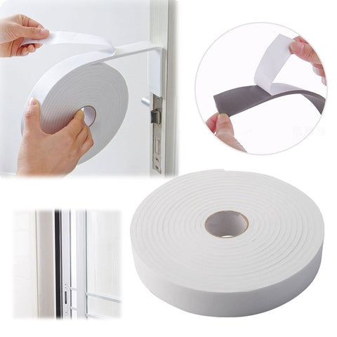 Strong Adhesive Foam Weather Stripping, High Density Weatherproof Weather Stripping Door Seal Strip for Sliding Door, Window, Noise-Reduction Foam Sealing Strip, 1 Roll 1.18 In x 16.4 Ft White*2 Roll