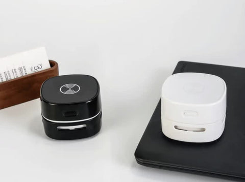 Desk Vacuum Cleaner - Mini Vacuum Cleaner - Table Vacuum Cleaner - Handheld Vacuum Cleaner - Wireless Charger - 2 in 1 - USB Rechargeable - Portable Vacuum Cleaner - Desk Accessories - Gadget - Keyboard Cleaner - Compact - Phone Charger - White - 1 Piece