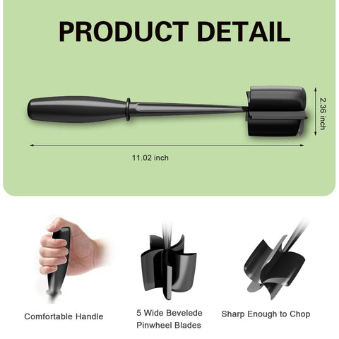 Minced Meat Ruller - Potato Masher - Meat Masher - Mashed Potatoes - Meat Chopper - Kitchen Utensils - Vegetable Masher - Hamburger Chopper - Mashed Potato Masher - Kitchen Tools - Meat Chopper - Heat Resistant - Spatula - Black - 1 Piece