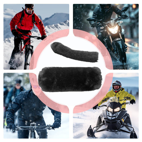 Handlebar Muffs - Hand Warmers - Motorcycle Accessories - Scooter Accessories - Handles - Brake Lever Protection - Winter - Moped - Bicycle Handlebars - Plush - Gift for Men - Soft Grip - Universal - Black - 2 Pieces