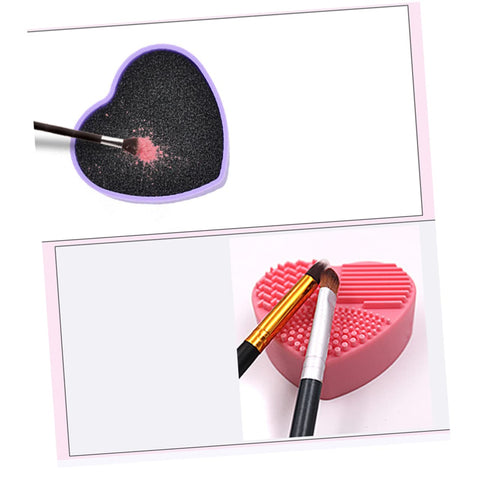 Makeup Brush Cleaner - Brush Cleaner - Brush Cleaner - Makeup Sponge - Cosmetic Accessories - Dry Cleaning Sponge - Brush Cleaning - Silicone Cleaning Mat - Beauty Gadget - Gift for Women - Heart-shaped - Pink and Purple - 2 Pieces