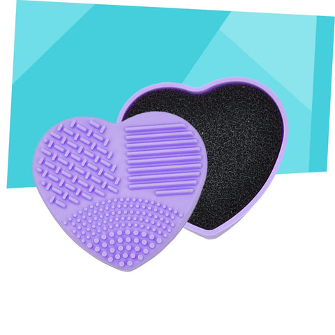 Makeup Brush Cleaner - Brush Cleaner - Brush Cleaner - Makeup Sponge - Cosmetic Accessories - Dry Cleaning Sponge - Brush Cleaning - Silicone Cleaning Mat - Beauty Gadget - Gift for Women - Heart-shaped - Pink and Purple - 2 Pieces