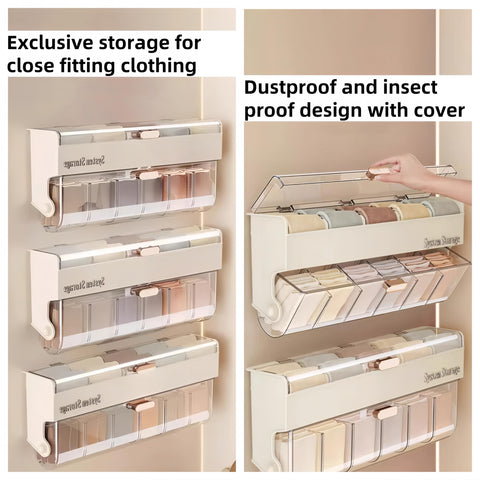 Underwear women's storage box - Premium quality - Storage box with lid - Clothing storage box - clothes rack - wardrobe - clothes hangers - Drawer - storage cabinet with compartments - Plastic storage box - Underwear - Socks - Hanging without drilling - W