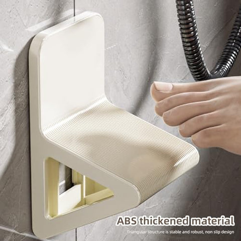 Shower stool - Footrest - Shoe bench - Shoe rack - Wall-mounted foot mat - Bath mat - Foot massager - Foot massage - Bathroom furniture - Bathroom rack - Bathroom - Toilet - Black & white - 2 pieces