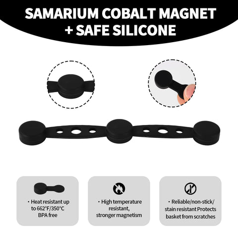 Airfryer Accessories - Magnetic Clips - Baking Paper Holder - Airfryer Weights - Hot Air Fryer Accessories - Silicone Fastener - Heat Resistant - Inserts Stopper - Round - Black - 4 pieces