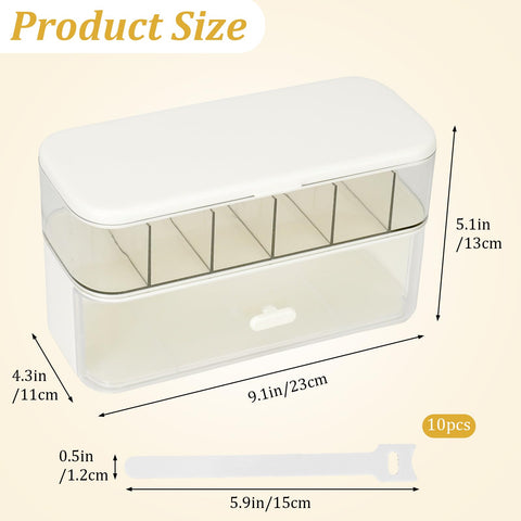 Cable organizer - Charger organizer - Cable box - Desk organizer - Storage box with compartments - Office supplies - Cable management - Electronic accessories - Including 10 pcs Cable ties - Sorting box - Storage tray - White - 1 piece